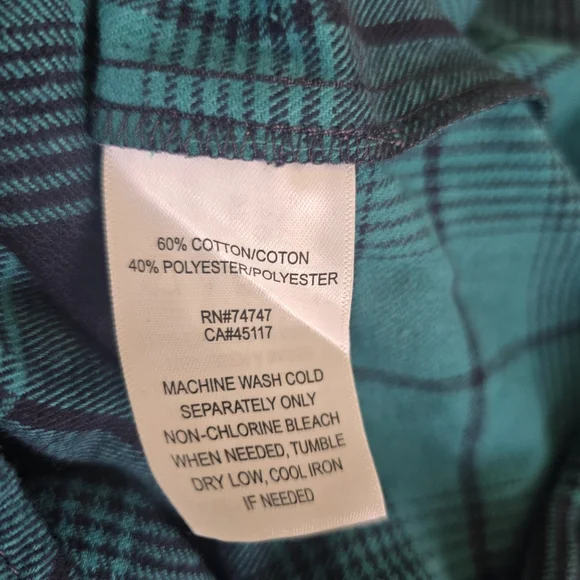 Natural Reflections Teal and Black Checkered Plaid Shirt Size 2X NWT - Picture 4 of 4